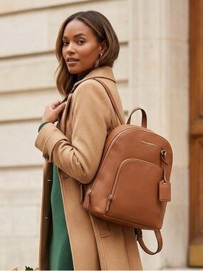KARL LAGERFELD Paris Pebbled Leather Backpack Cognac $198 Retail EUC